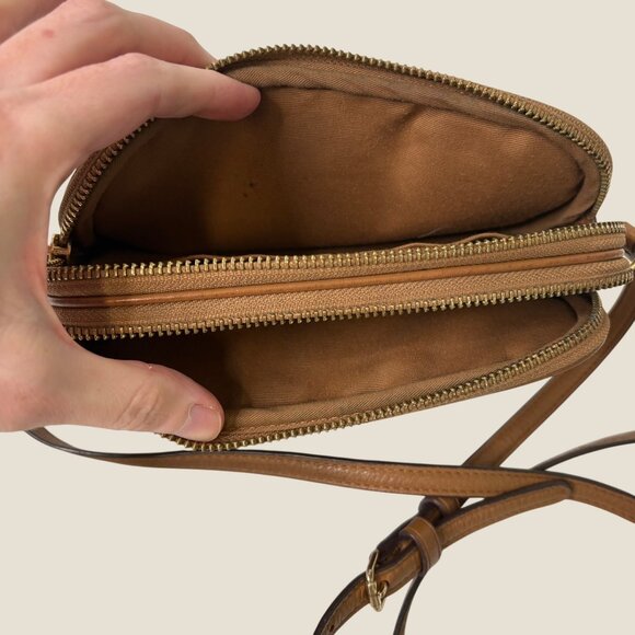 Coach F30259 Mini Brown Pebbled Leather Crossbody Double Pocket Purse With Adjus - Picture 10 of 12